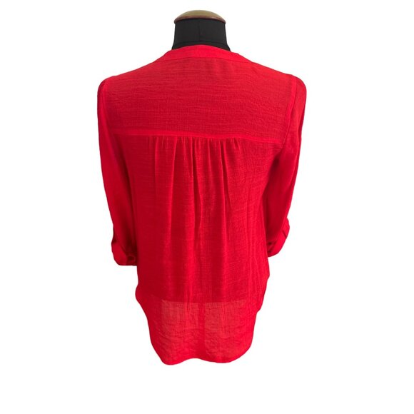 Zac & Rachel Petite Women's Embroidered Flowers Red Button-Down Blouse PS - Picture 3 of 8